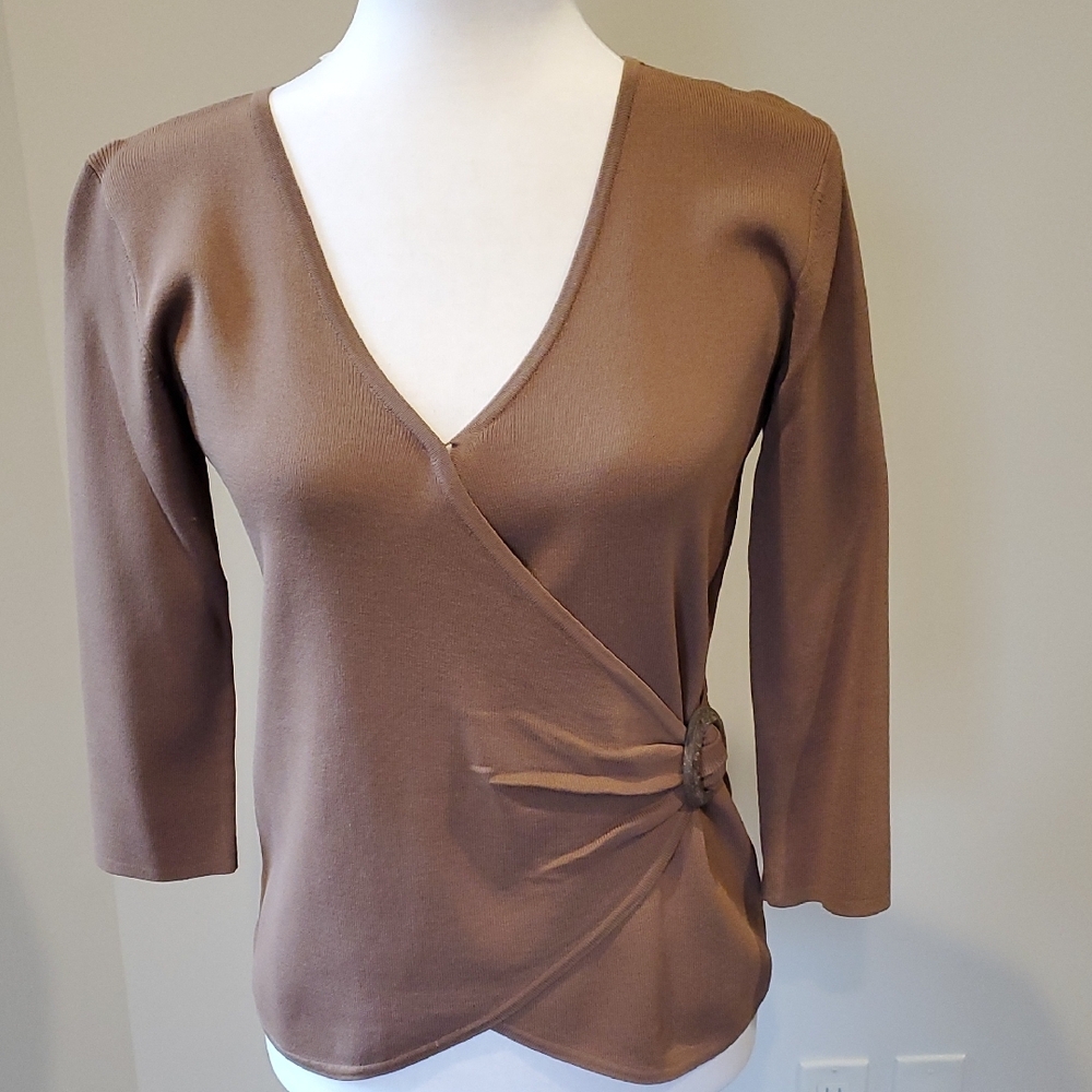 Brown Wrap Top with Ring Detail